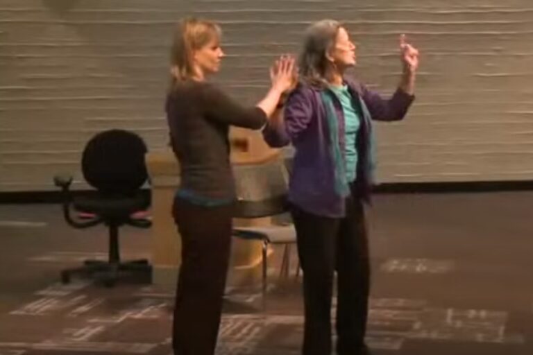 Teepa Snow with Audience Member at WorkSafeBC Dementia